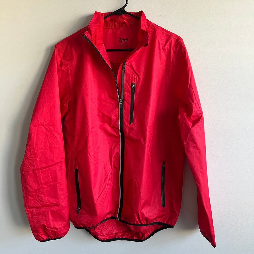 Crivit Cycling Windbreaker Jacket Red with Black Trim Medium M